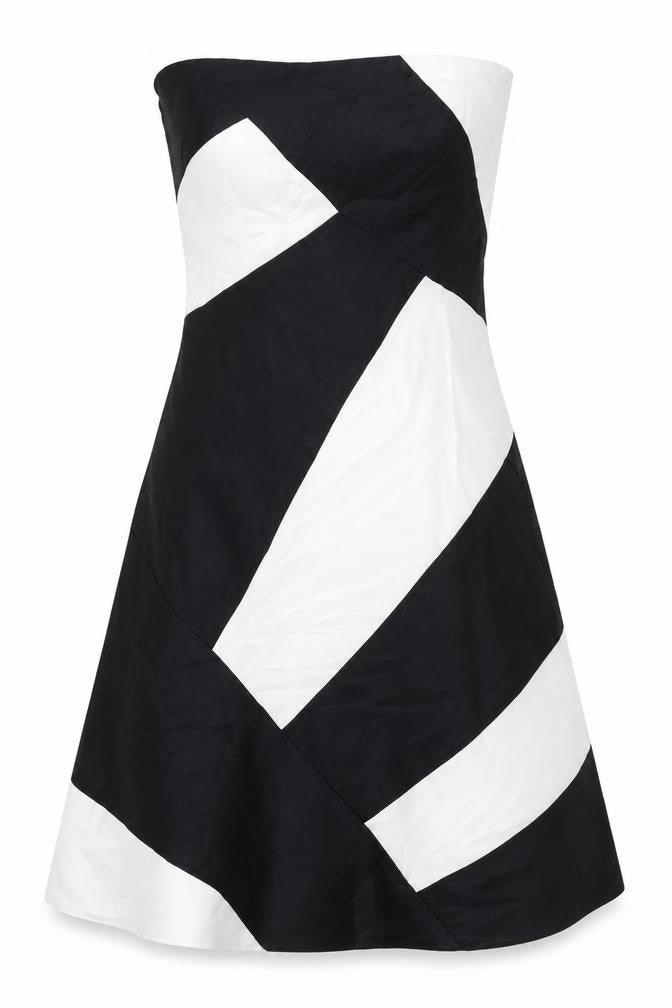 Coast Womens Black White Strapless Colourblock Knee Dress Size 10