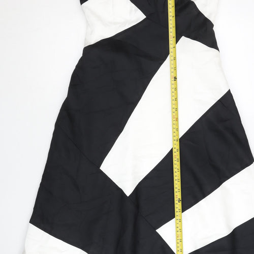 Coast Womens Black White Strapless Colourblock Knee Dress Size 10