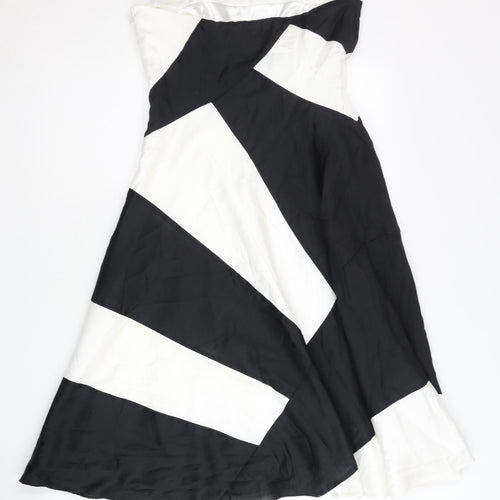 Coast Womens Black White Strapless Colourblock Knee Dress Size 10