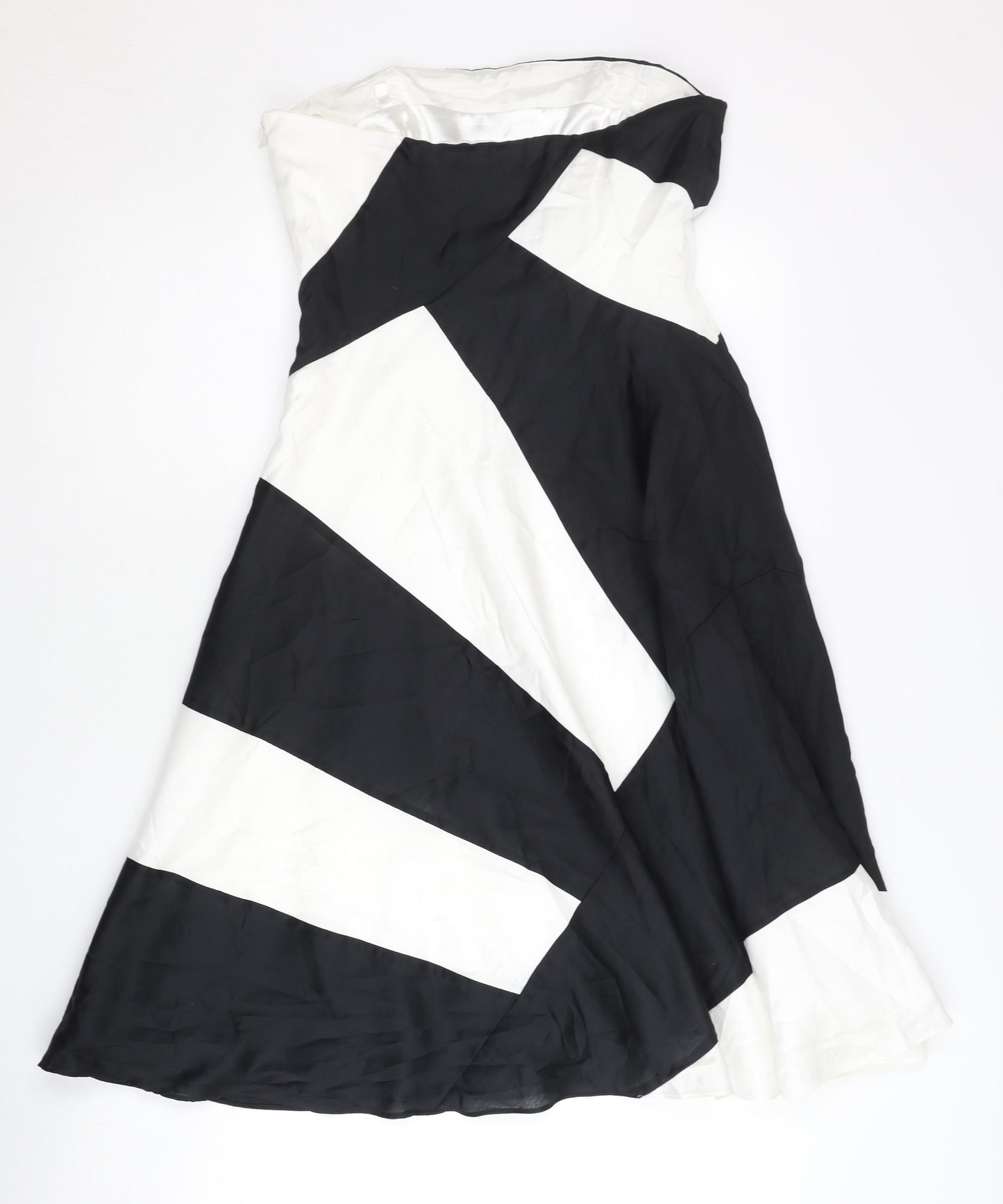 Coast Womens Black White Strapless Colourblock Knee Dress Size 10