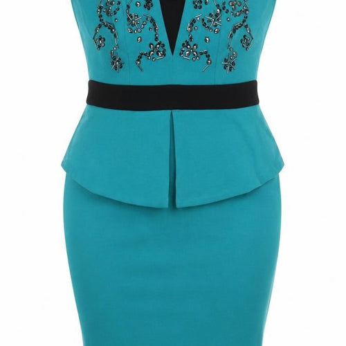 Lipsy Women’s Blue Sequin Strapless Bodycon Dress UK 12 Party Cocktail