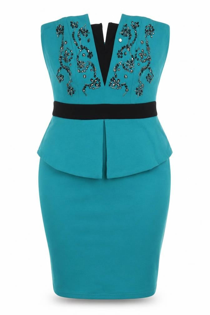 Lipsy Women’s Blue Sequin Strapless Bodycon Dress UK 12 Party Cocktail