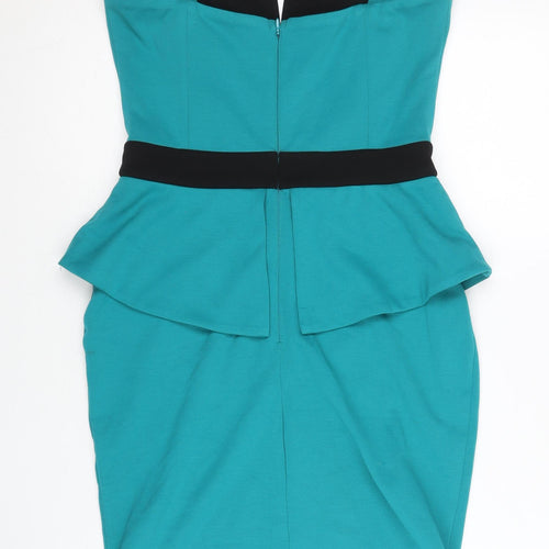 Lipsy Women’s Blue Sequin Strapless Bodycon Dress UK 12 Party Cocktail