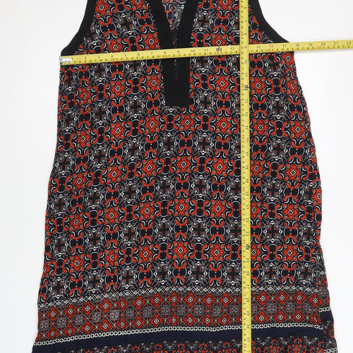 Apricot Womens Multicoloured Geometric Shift Dress UK 12 Sleeveless V-Neck