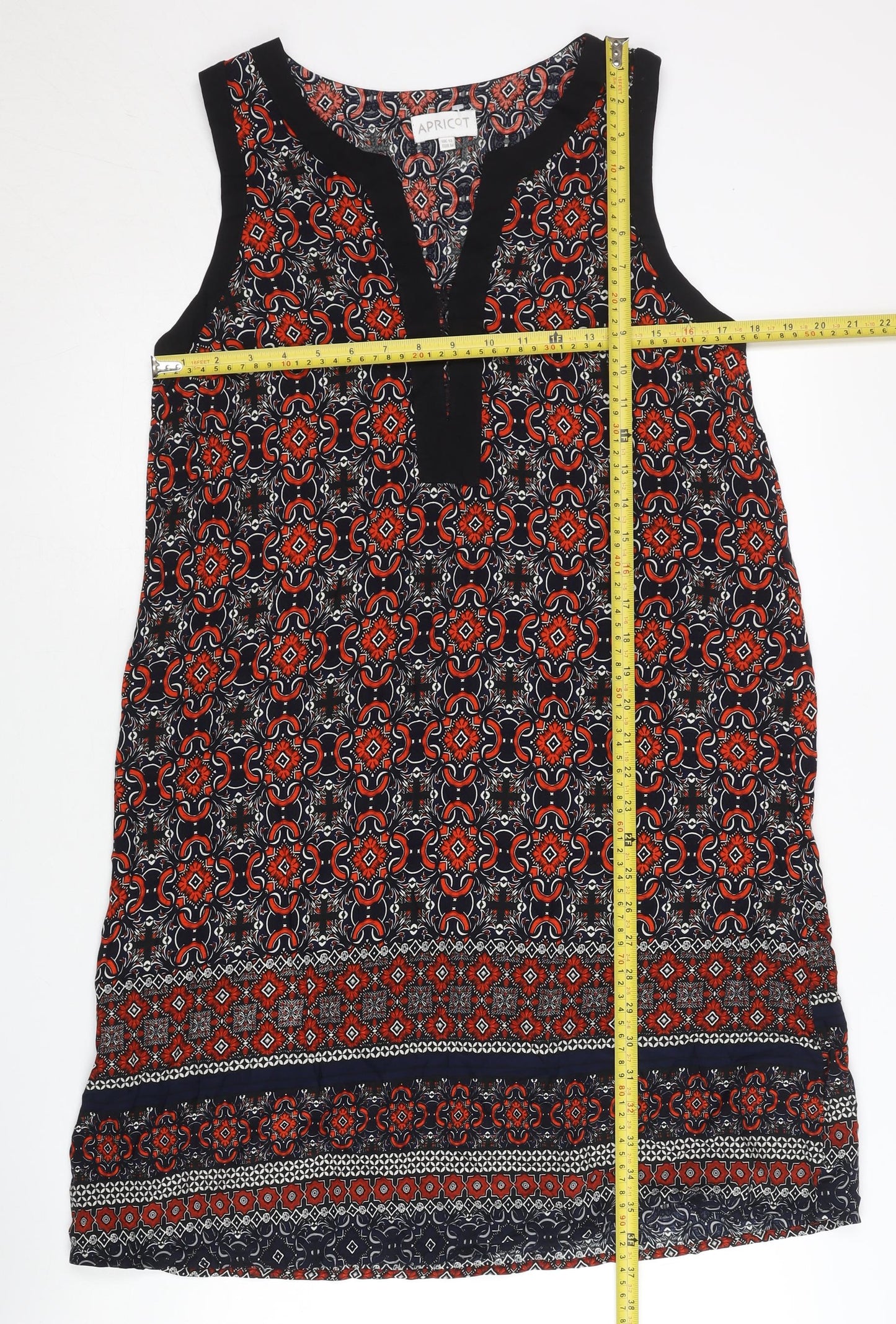 Apricot Womens Multicoloured Geometric Shift Dress UK 12 Sleeveless V-Neck