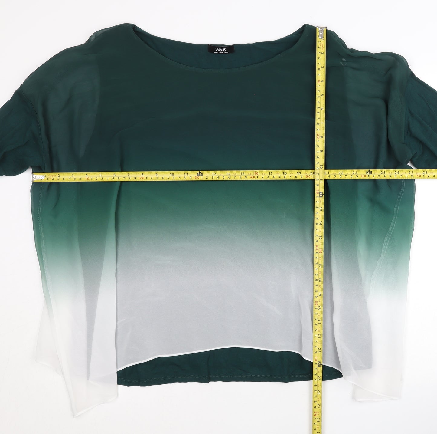 Wallis Women’s Green Ombre Chiffon Tunic Blouse UK XL