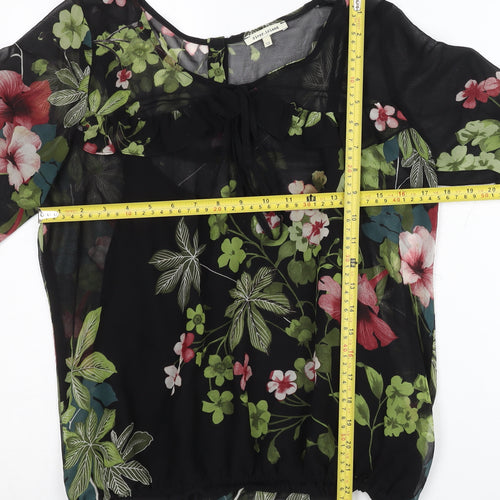 River Island Womens Floral Chiffon Tunic Blouse Size 12 Black Multi