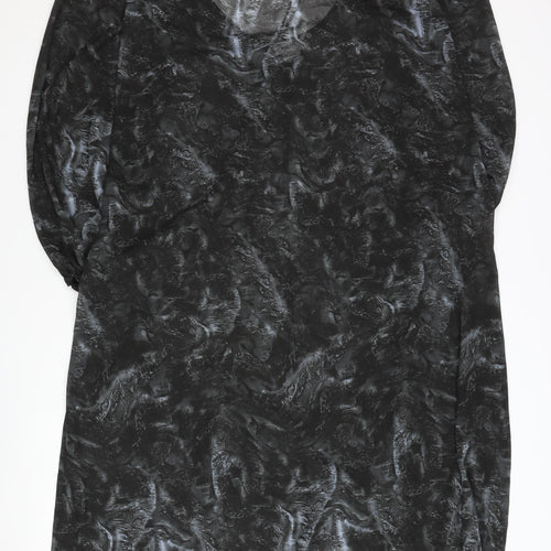 Weekday Women’s Black Midi Shift Dress Size M Sheer Tie Neck