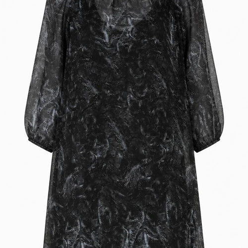 Weekday Women’s Black Midi Shift Dress Size M Sheer Tie Neck