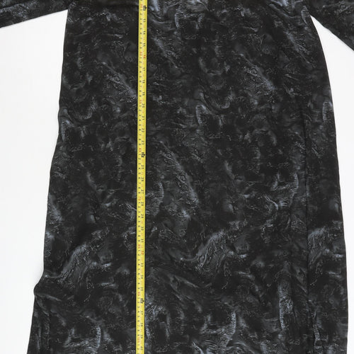 Weekday Women’s Black Midi Shift Dress Size M Sheer Tie Neck