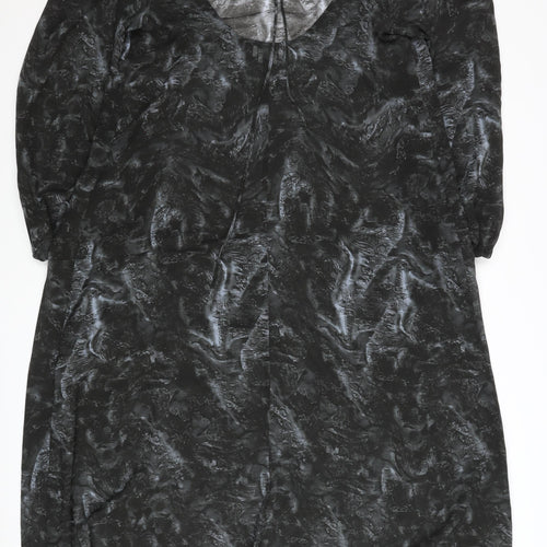 Weekday Women’s Black Midi Shift Dress Size M Sheer Tie Neck