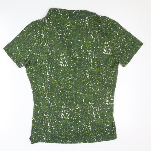 Windsmoor Womens Green Floral Wrap Blouse Short Sleeve Size M