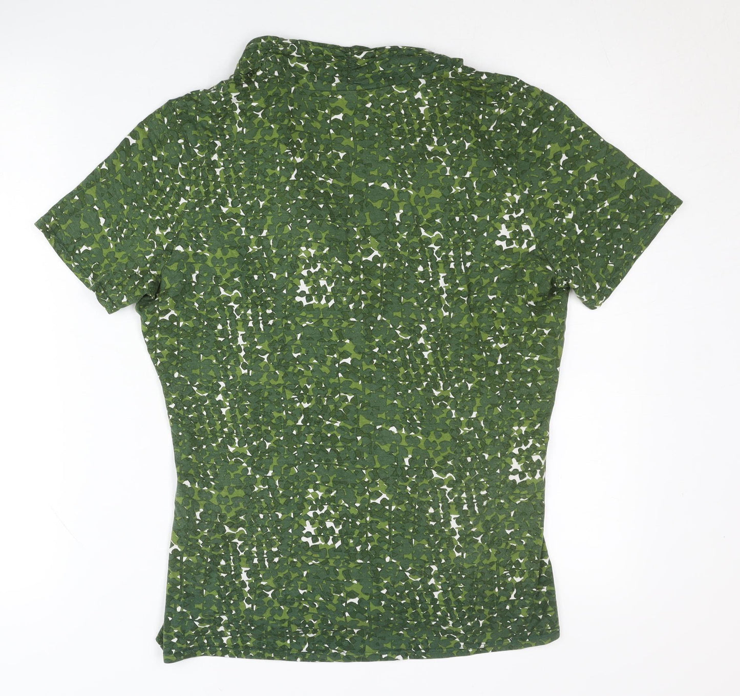 Windsmoor Womens Green Floral Wrap Blouse Short Sleeve Size M