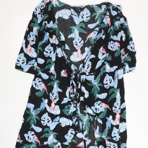 Monki Womens Multicoloured Tropical Bird Wrap Kimono Top Size 10