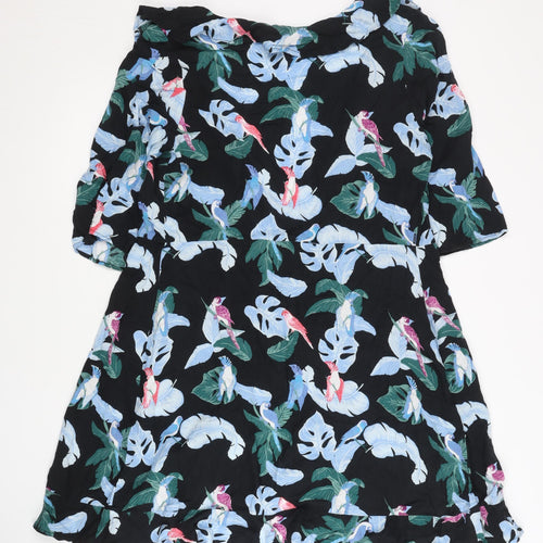 Monki Womens Multicoloured Tropical Bird Wrap Kimono Top Size 10