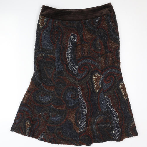 Principles Women’s Multicoloured Paisley Wool A-Line Skirt Size 10