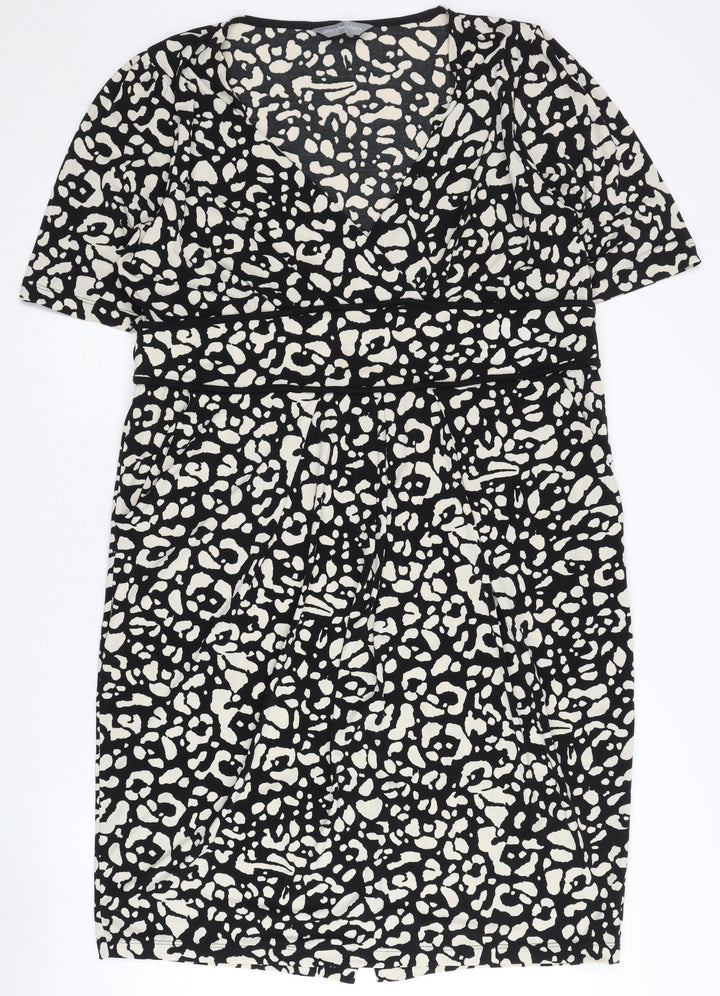 Marks and Spencer Women’s Black Animal Print Sheath Dress Size 18