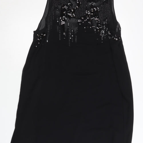 Wallis Women’s Black Size 12 Sequin Shift Knee Length Dress