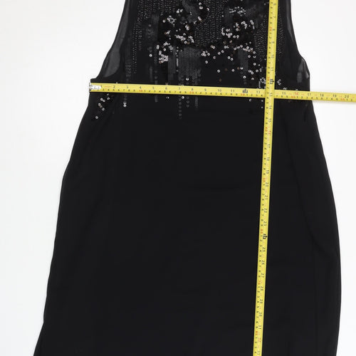 Wallis Women’s Black Size 12 Sequin Shift Knee Length Dress