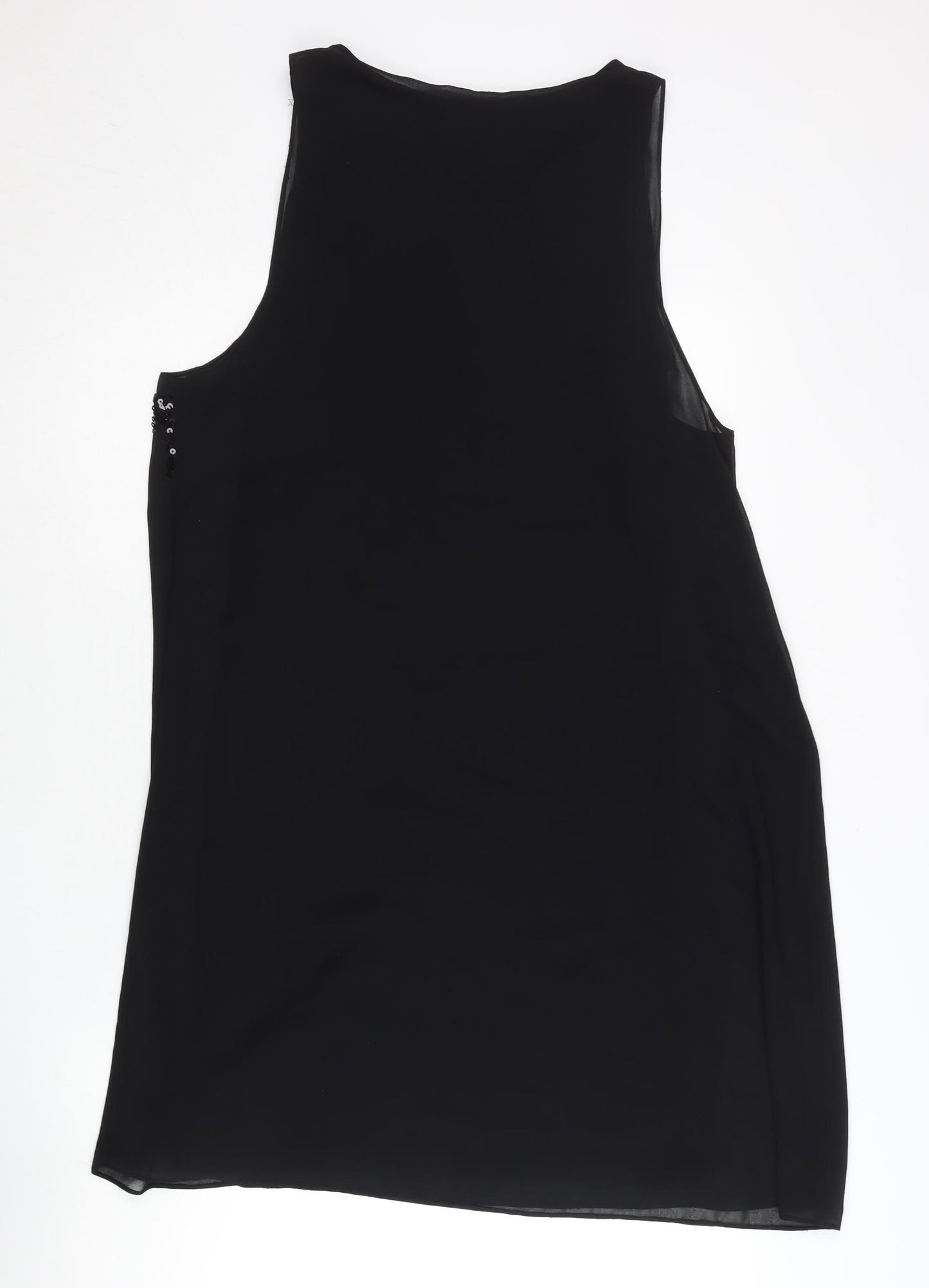 Wallis Women’s Black Size 12 Sequin Shift Knee Length Dress