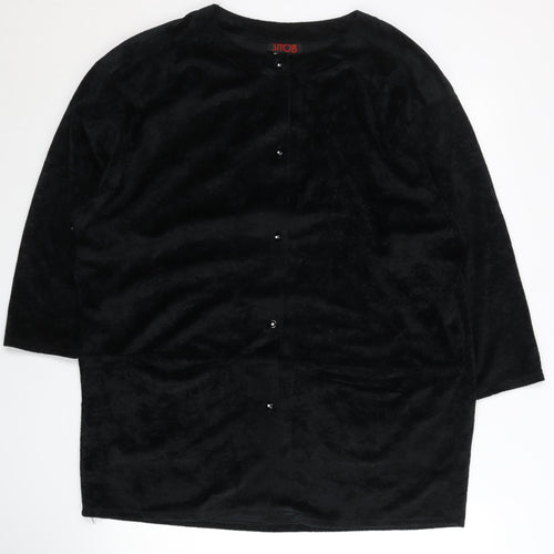 SNOB Womens Black Size 12 Velvet Short Sleeve Cardigan