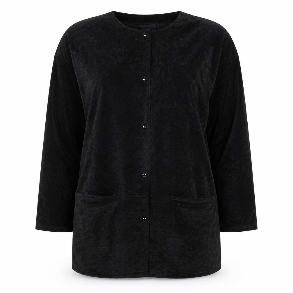 SNOB Womens Black Size 12 Velvet Short Sleeve Cardigan