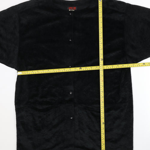 SNOB Womens Black Size 12 Velvet Short Sleeve Cardigan