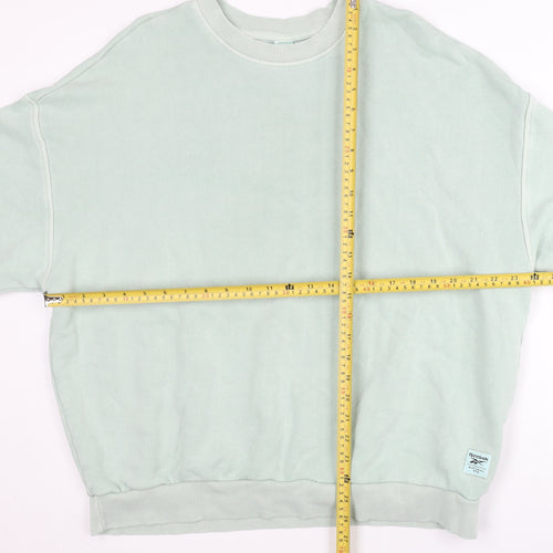 Reebok Womens Sweatshirt Mint Green L Cotton Pullover Crew Neck