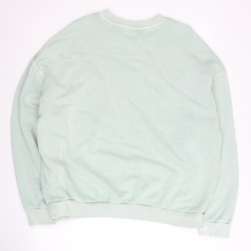 Reebok Womens Sweatshirt Mint Green L Cotton Pullover Crew Neck