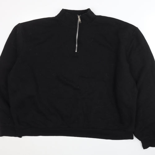 boohooMAN Men’s Black 1/2 Zip Sweatshirt L Regular Fit Long Sleeve
