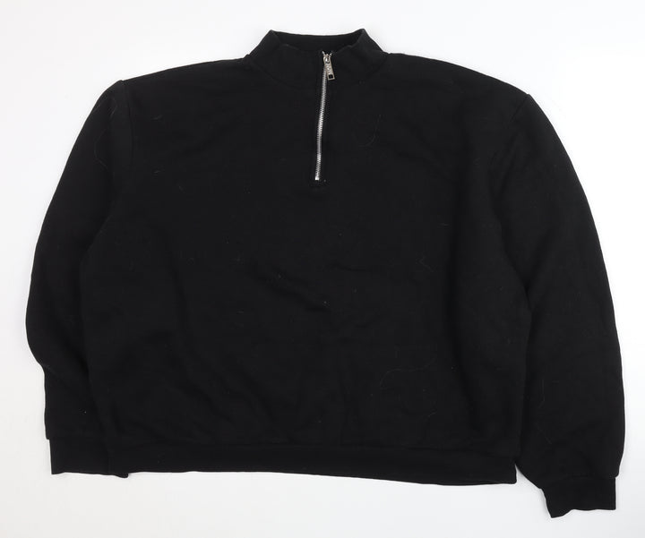 boohooMAN Men’s Black 1/2 Zip Sweatshirt L Regular Fit Long Sleeve