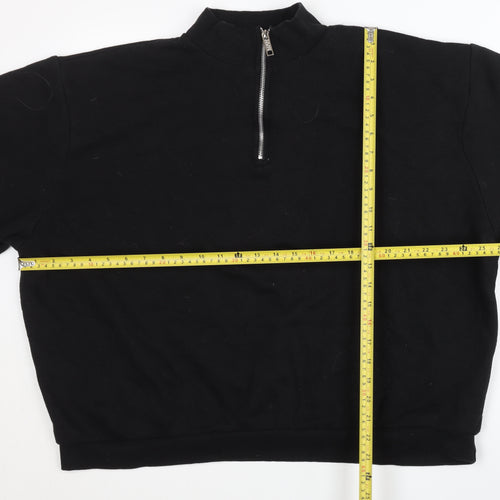 boohooMAN Men’s Black 1/2 Zip Sweatshirt L Regular Fit Long Sleeve