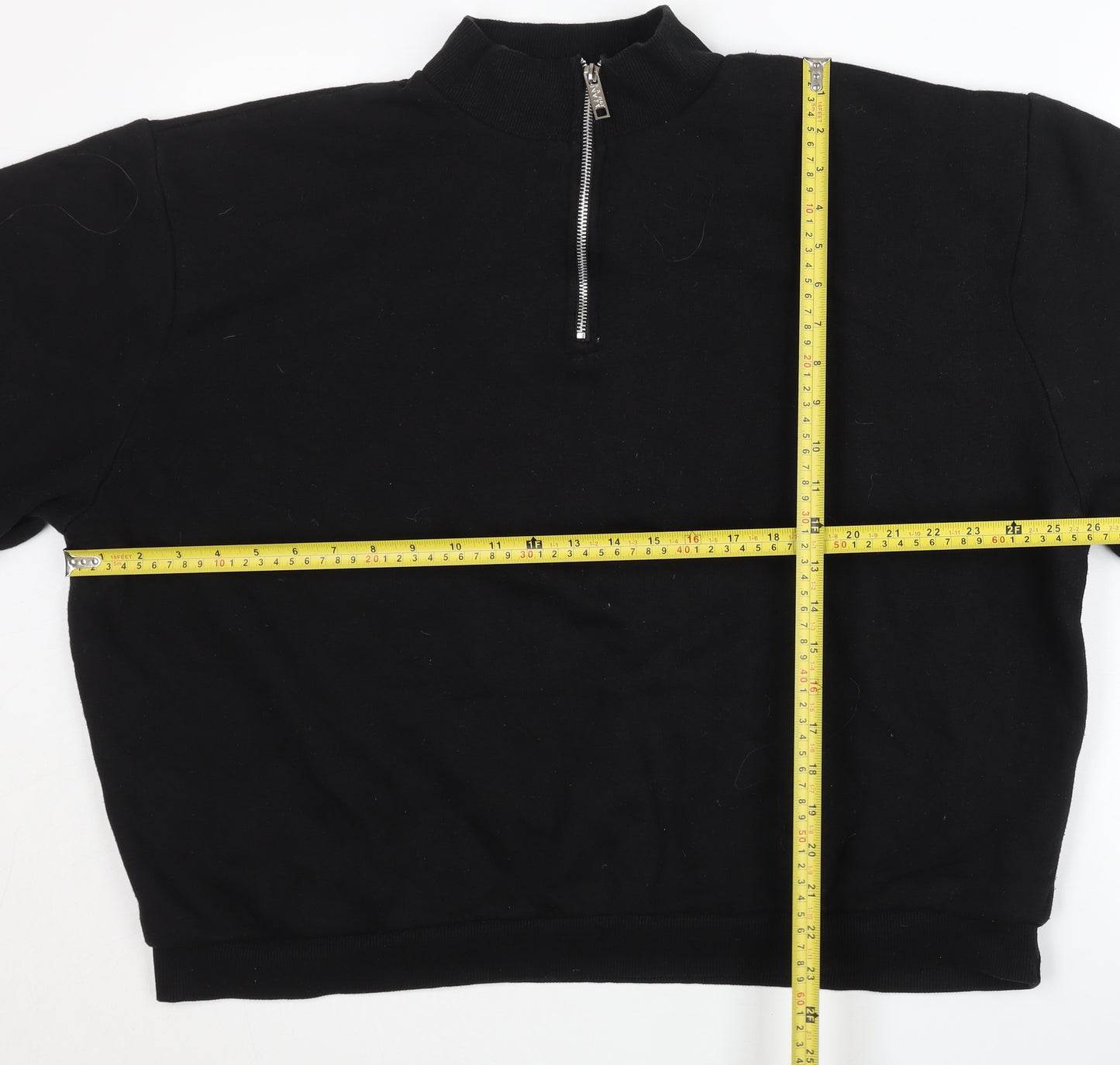 boohooMAN Men’s Black 1/2 Zip Sweatshirt L Regular Fit Long Sleeve