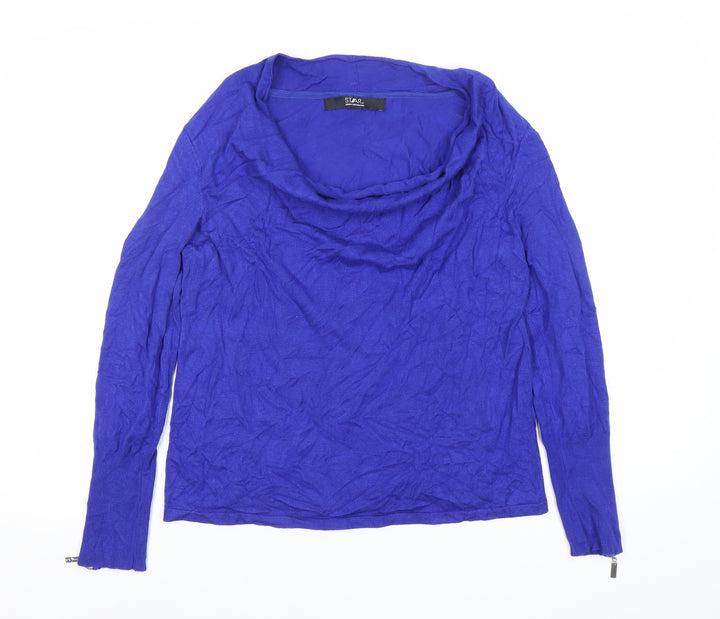 Star by Julien Macdonald Womens Blue Size 12 Cowl Neck Knit Top