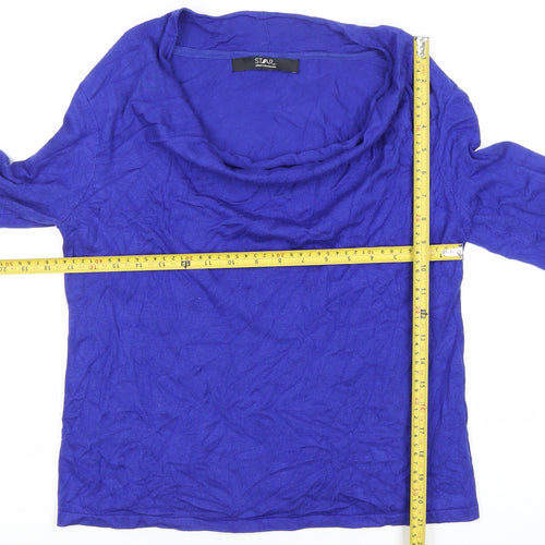 Star by Julien Macdonald Womens Blue Size 12 Cowl Neck Knit Top