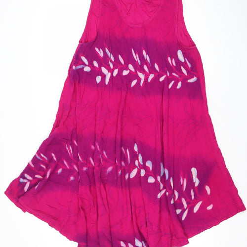 Kushi Women’s Pink Viscose Sleeveless Swing Midi Dress S