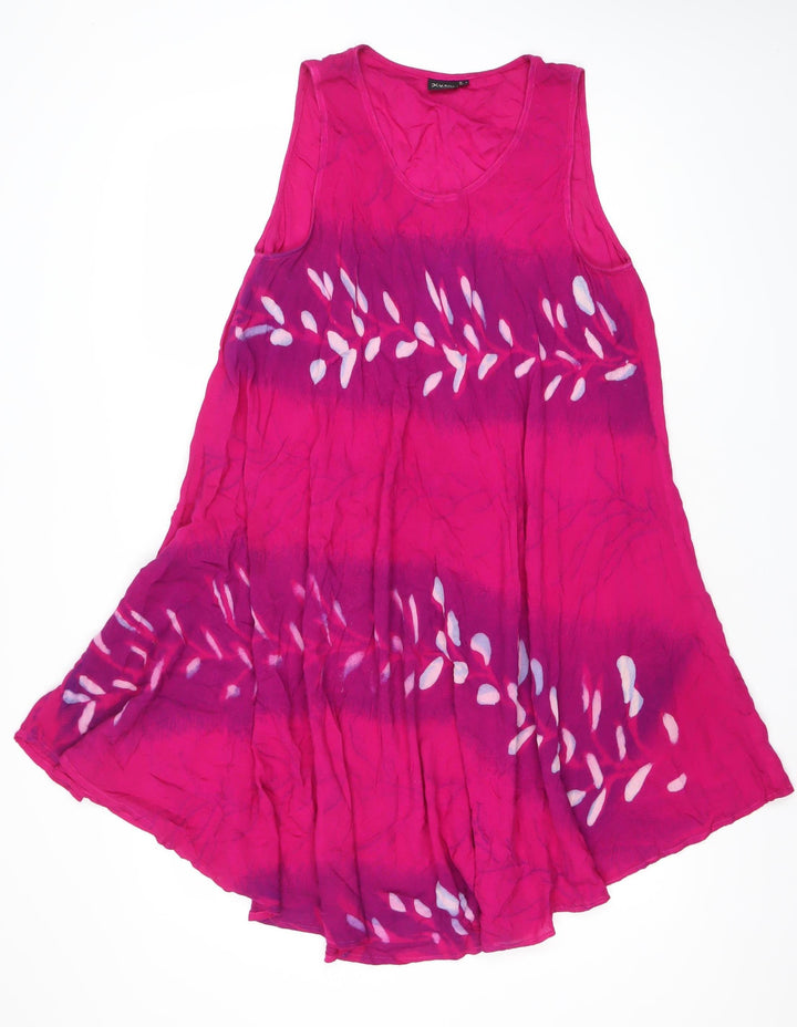 Kushi Women’s Pink Viscose Sleeveless Swing Midi Dress S