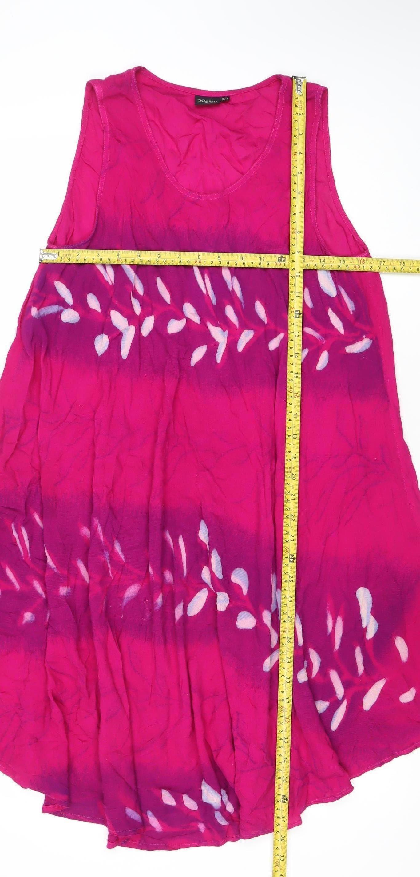 Kushi Women’s Pink Viscose Sleeveless Swing Midi Dress S