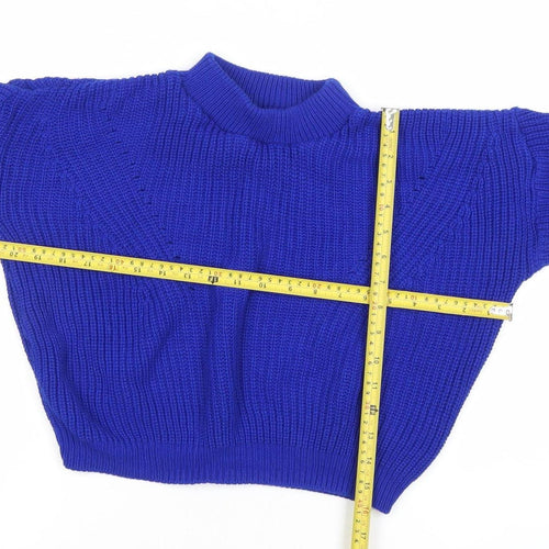 Boohoo Women’s Blue Mock Neck Chunky Knit Pullover Jumper Size L