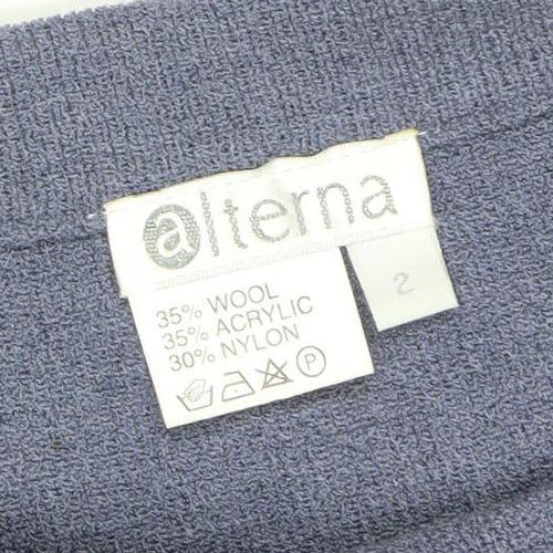 Alterna Womens Blue Wool Blend Knit Pencil Skirt Size 2XS