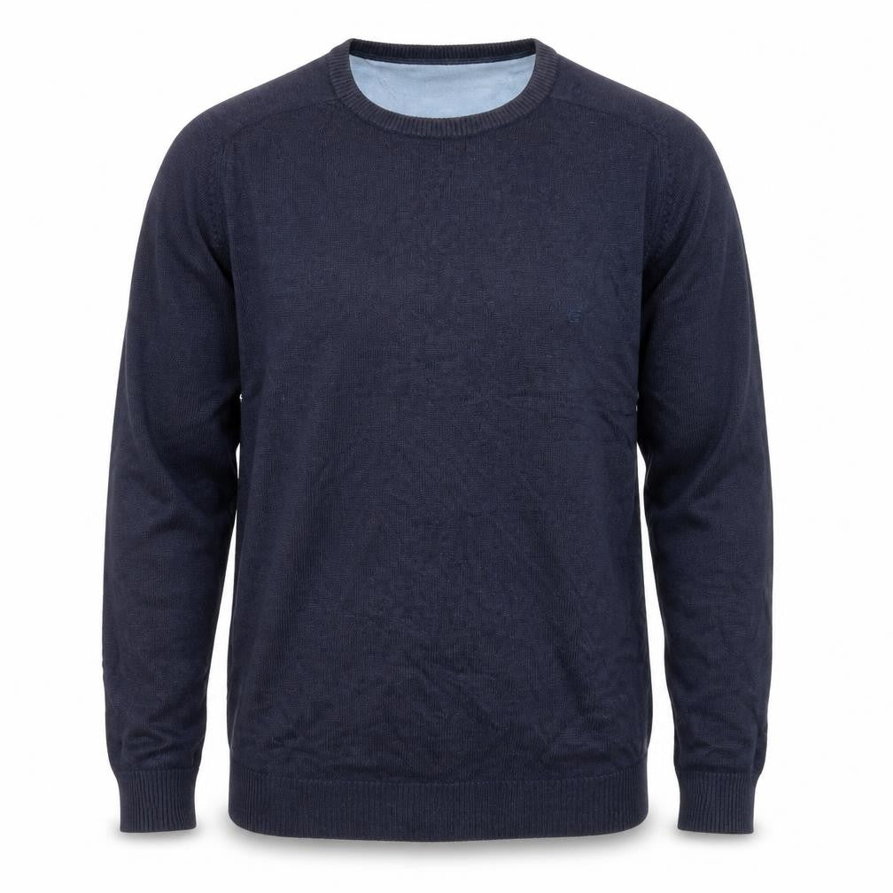 Front view of Casa Moda Men’s Blue Cotton Crew Neck jumper L