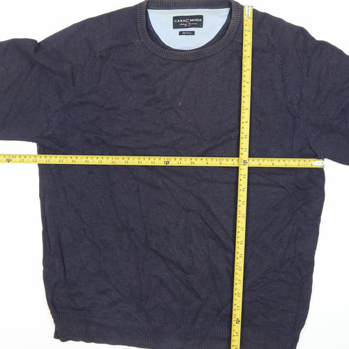 Casa Moda Men’s Blue Cotton Crew Neck Pullover Jumper L