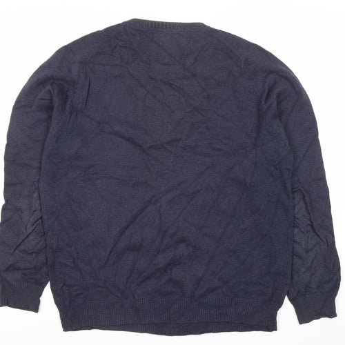 Casa Moda Men’s Blue Cotton Crew Neck Pullover Jumper L
