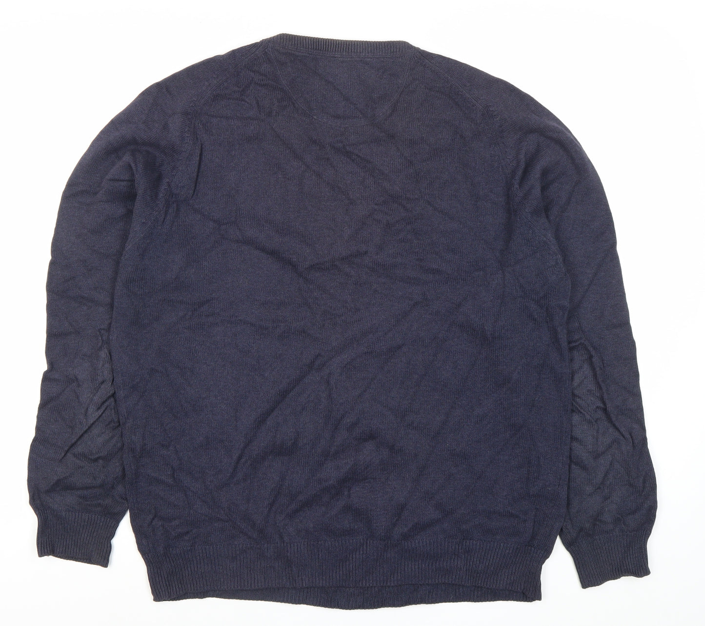 Casa Moda Men’s Blue Cotton Crew Neck Pullover Jumper L
