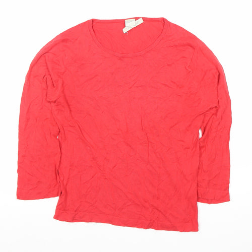 John Smedley Womens Red XS Long Sleeve Scoop Neck Cotton Top