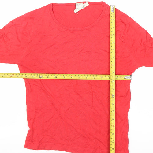 John Smedley Womens Red XS Long Sleeve Scoop Neck Cotton Top
