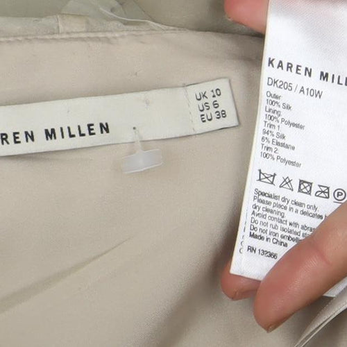 Karen Millen Women Beige Strapless Sequin Bodycon Dress Size 10