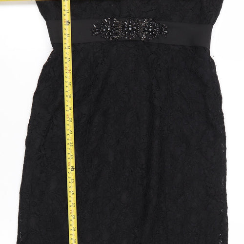 NOOSNOW Women’s Black Lace Beaded V-Neck Sheath Dress Size 10