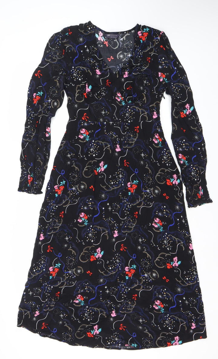 Marks and Spencer Womens Multicoloured Viscose Sheath Dress Size 8