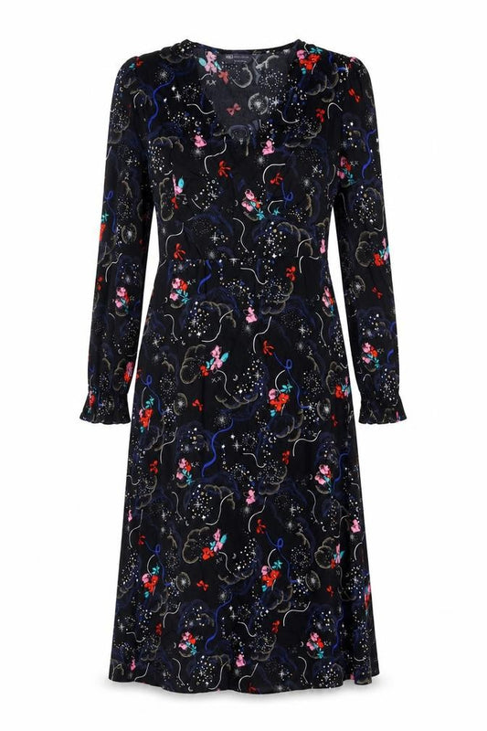 Front view of Marks & Spencer women’s multicoloured viscose sheath dress, size UK 8